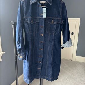 LOFT Dark wash Blue Denim mini pocket dress